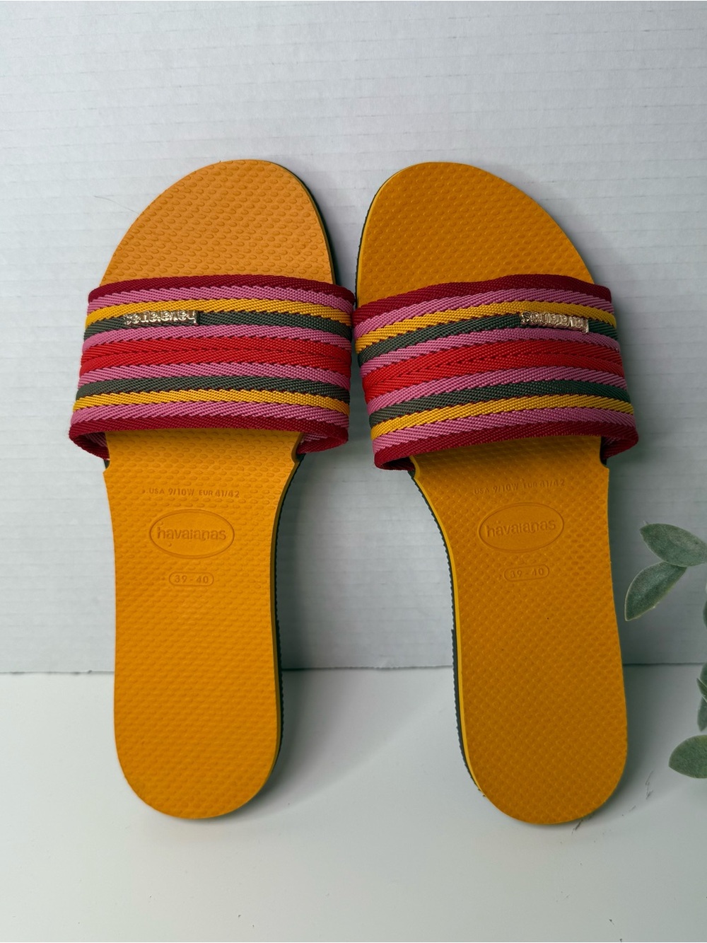 Havaianas You Malta Mix Flip Flop Sandal Slides Orange Citrus Women’s Size 9/10 - Picture 12 of 16